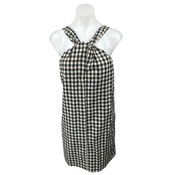 Heartloom Black White Gingham Check Plaid Sleeveless Halter Mini Tank Dress Sz M - Picture 1 of 5